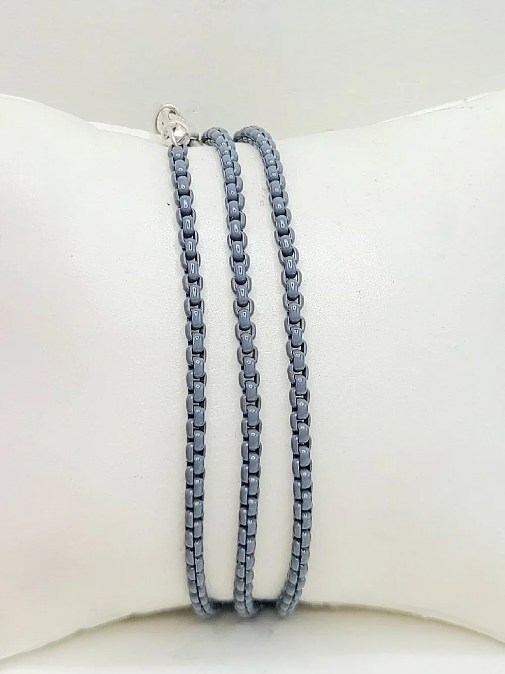 David Yurman Box Chain Necklace in Sterling Silver w/ Gray Stainless Steel - 22